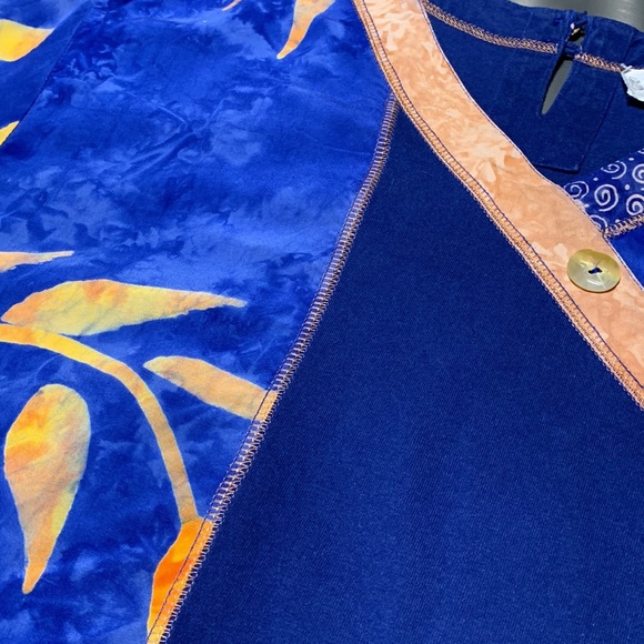 Bali Emerald Blue Batik Multi Media Top Size S - Picture 10 of 10